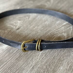 American Eagle Black Leather Belt with Gold Buckle